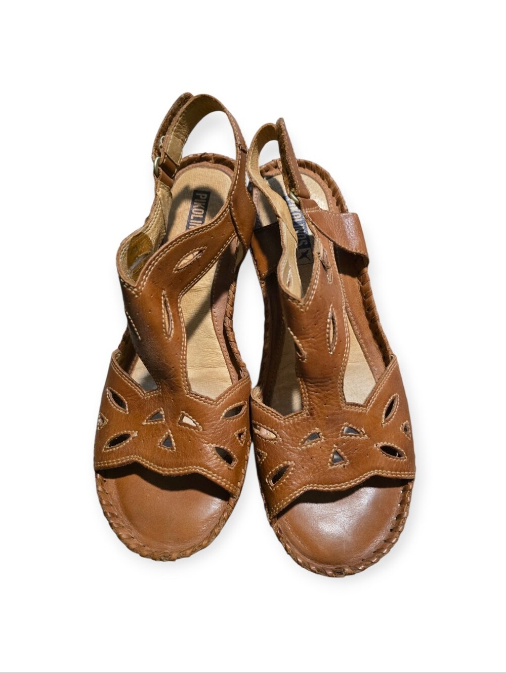 Pikolinos Margarita 943-1607 Brandy leather wedge sandals - Picture 2 of 7